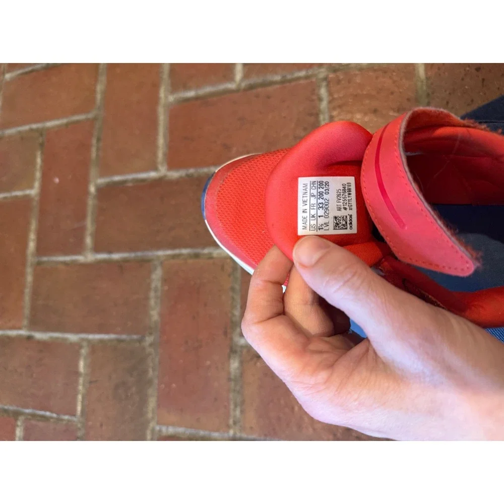 Adidas FortaRun Kids Sneakers Red Blue‎ White FV2625 Size 1.5Y Hook and Loop